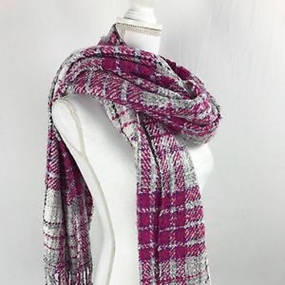 JUICY COUTURE Pink Plaid Soft Blanket Winter Scarf - Picture 3 of 5